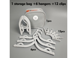 Conjunto Cabides Eifson Dobráveis Viagem 6 Cabides Com 12 Pregadores + Bolsa (cinza)