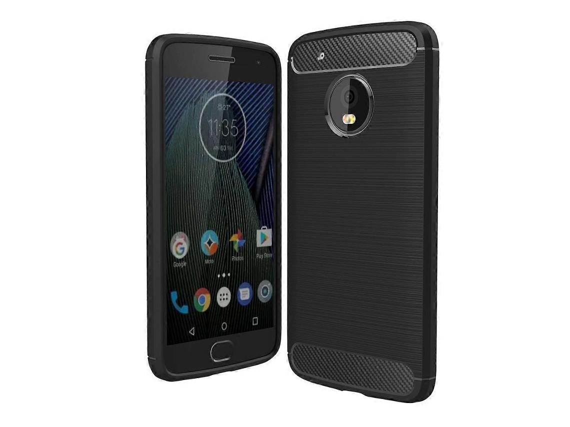 Capa Protetora De Tpu À Prova De Choque Com Textura De Fibra De Carbono Escovada Para Motorola Moto G5 Plus