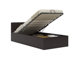 Vidaxl Cama Hidráulica C/ Arrumação 100x200cm Couro Artificial Cinza