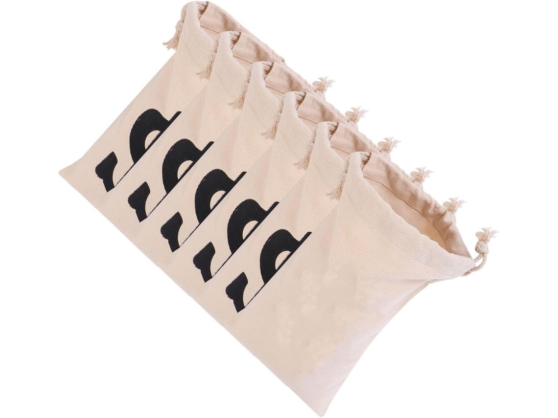 Conjunto De 6 Sacos De Algodão Bege Com Cordão Para Doces, Elegantes E Práticos Para Presentes