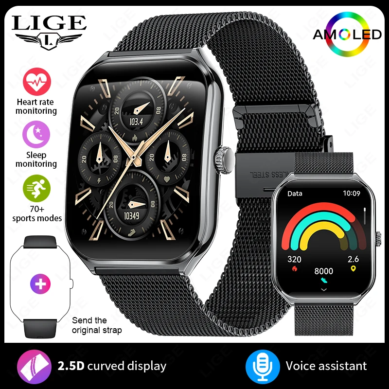 Smartwatch MDUG com Tela Sempre Ativa e Lembretes de Chamadas, Compatível com Android e Ios