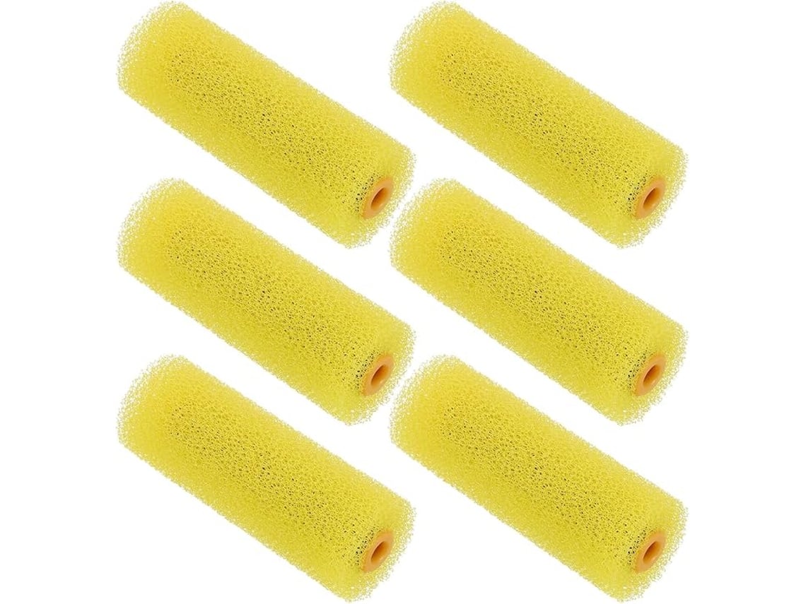 6 Peças Rolo De Pintura 4 Polegadas De Comprimento Textura Amarela Pequena