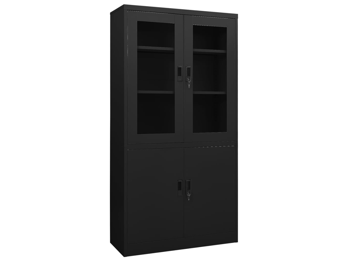 Vidaxl Armário De Escritório 90x40x180 Cm Aço Preto