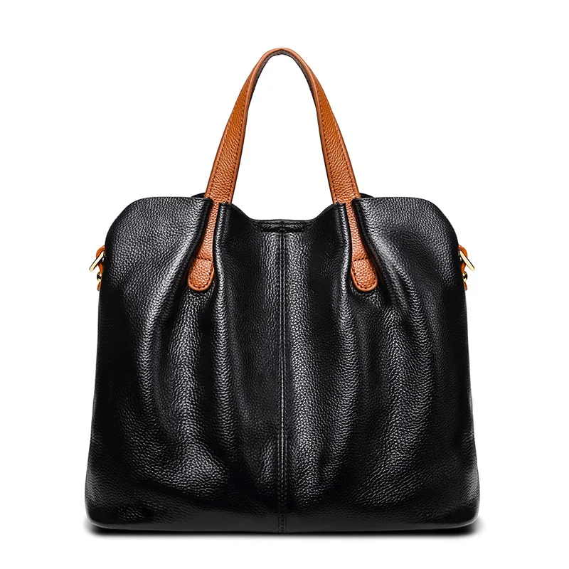 (m156-preto) Bolsa De Ombro Feminina De Luxo, 100% Couro Genuíno, Em Couro Bovino De Alta Qualidade.