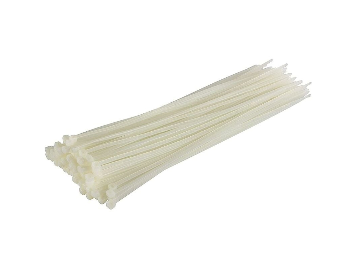 Pacote Com 100 Abraçadeiras De Nylon, Brancas/naturais, 370 Mm X 4, 8 Mm, Abraçadeiras De Plástico Alta Qualidade