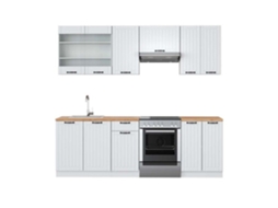 Cozinha Fame-Line, 240 cm, PT Carvalho, Country branco/branco, Vicco