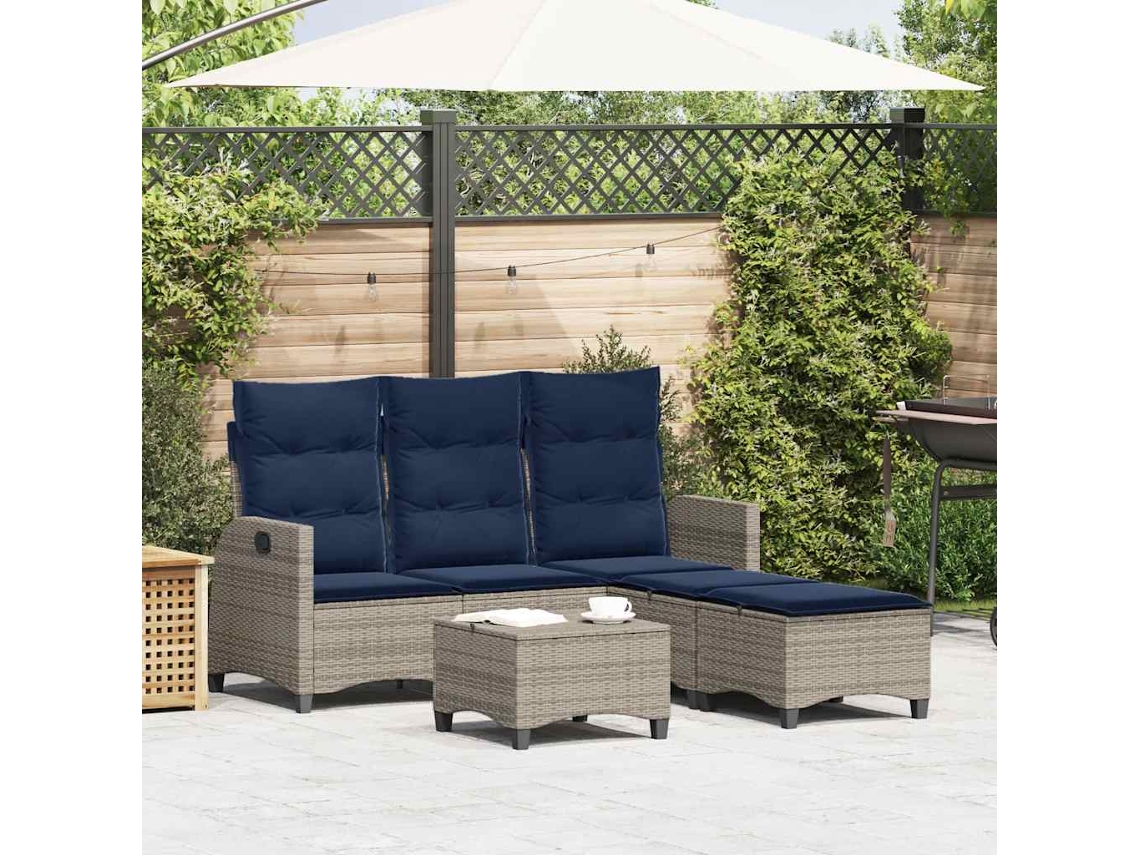Vidaxl 3 Pcs Conjunto Sofás de Jardim com Almofadões em L Vime Pe