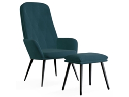 Relaxing Chair With Footstool, Relaxing Chair With Footstools Vidaxl Azul Veludo
