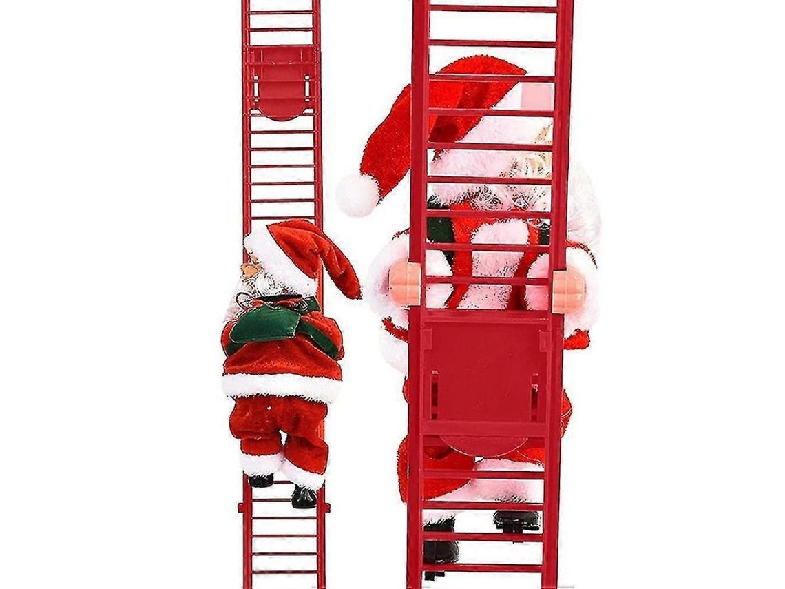 Boneco De Papai Noel Escalando Com Escada Elétrica Para Decoração De Natal, 20cm, Vermelho