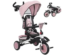 Triciclo Infantil. Carrinho 6 em 1 para Crianças Pequenas. com Alavanca de Empurrar. Assento Ajustável. Design Dobrável. Rede de Segurança Ge