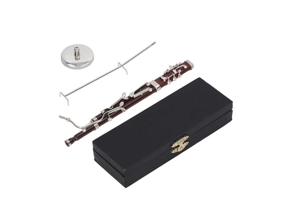 Mali modelo Miniatura de Fagote com Suporte e Estojo Decoração Casa Boneca Instrumento Musical