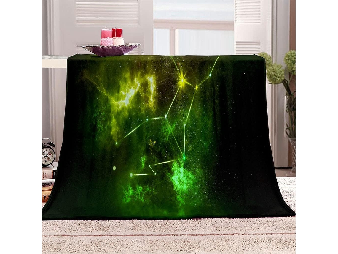 Manta Estampa Xadrez Planet Green Space em Microfibra 180x220cm