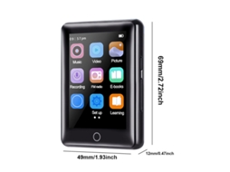 MP3 YIZHOOD (4G)(Sem Bluetooth) Player 2.5 polegadas Full Touch Screen HIFI FM Portátil preto