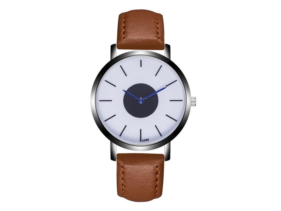 Relógio de Pulso Masculino de Quartzo com Pulseira de Pu Estilo Casual e Negócio Cor Café Claro