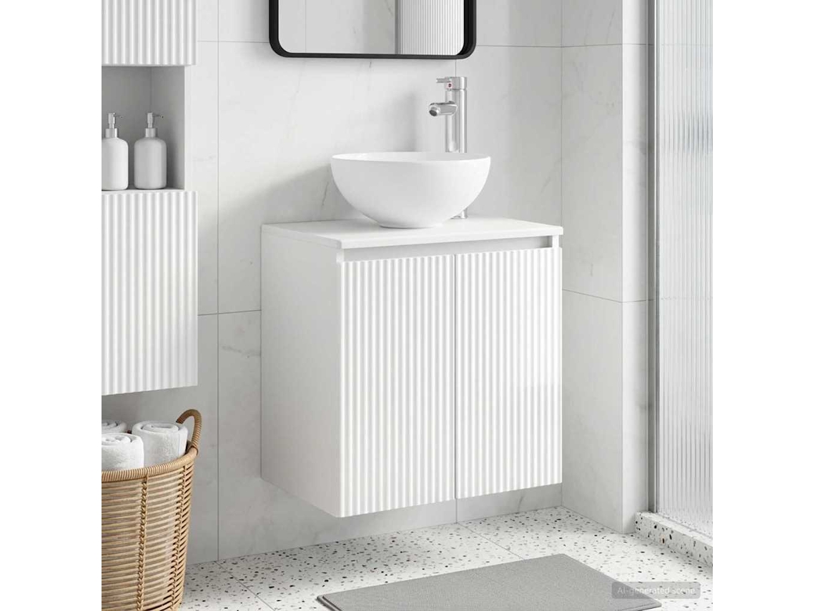 Vidaxl Vaidade Com Pia Suspensa Branco Brilhante 49,5 X 35 X 63 Cm