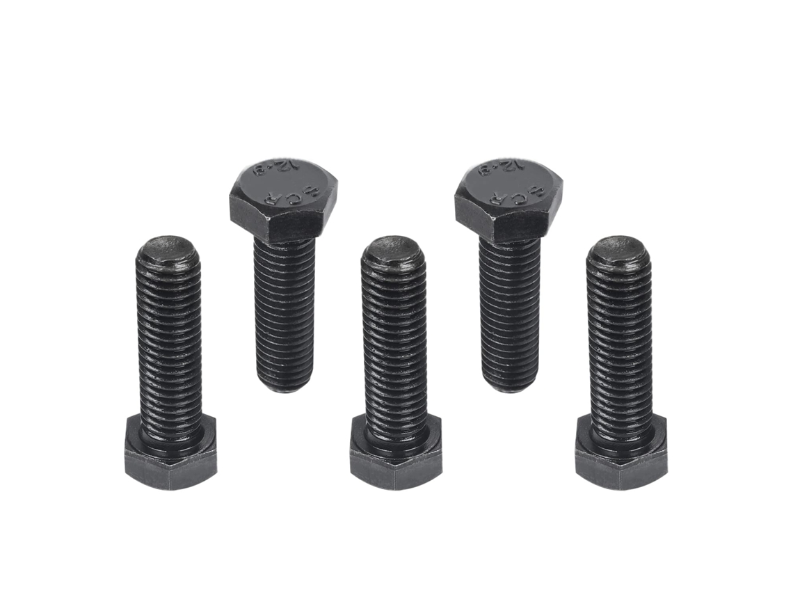Parafusos Sextavados M12x40mm em Aço Carbono, Rosca Métrica Completa,