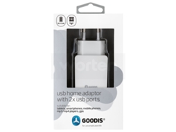 Adaptador Viagem GOODIS 2 USB 5V-3.4A Branco