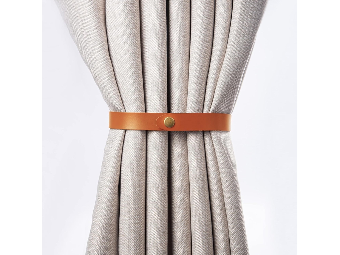 Conjunto De 2 Prendedores Cortina Em Couro Pu, Com Argolas E Fivelas Para Cortinas Janela, Ideal Casa Hotel. Decoração Corda. Aquaforge