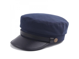 2026 gorra Unisex Baker Boy com Visera Gorro Newsboy Beret Cadete Militar de Algodão e Pu Tamanho Único 56 58cm Azul Marino