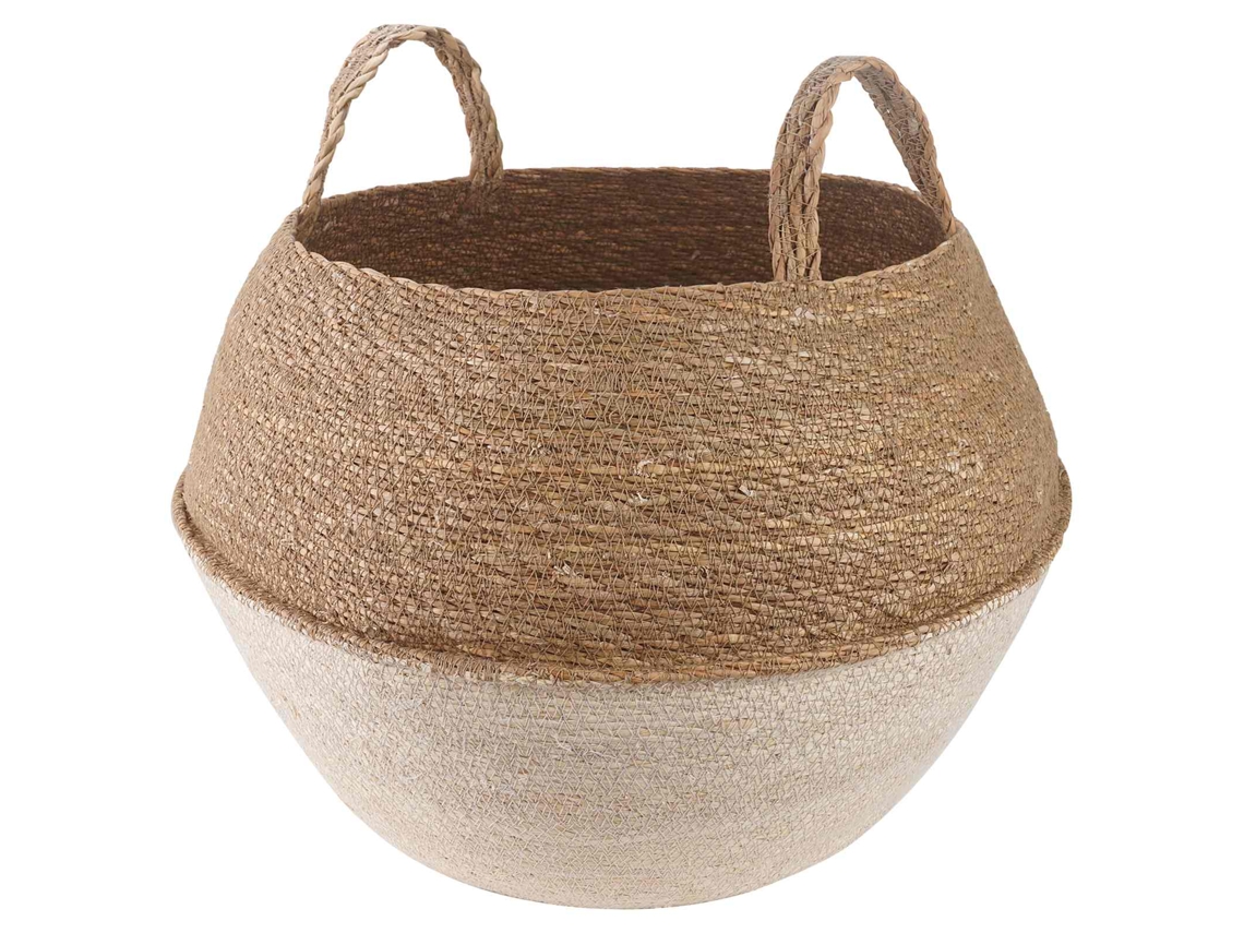 Vidaxl Cachepot Com Alças Branco Ø 45 X 36 Cm 100% Erva Marinha