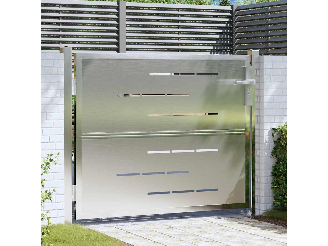 Vidaxl Portão De Jardim 85 X 70 Cm Aço Inoxidável Prateado Trancável