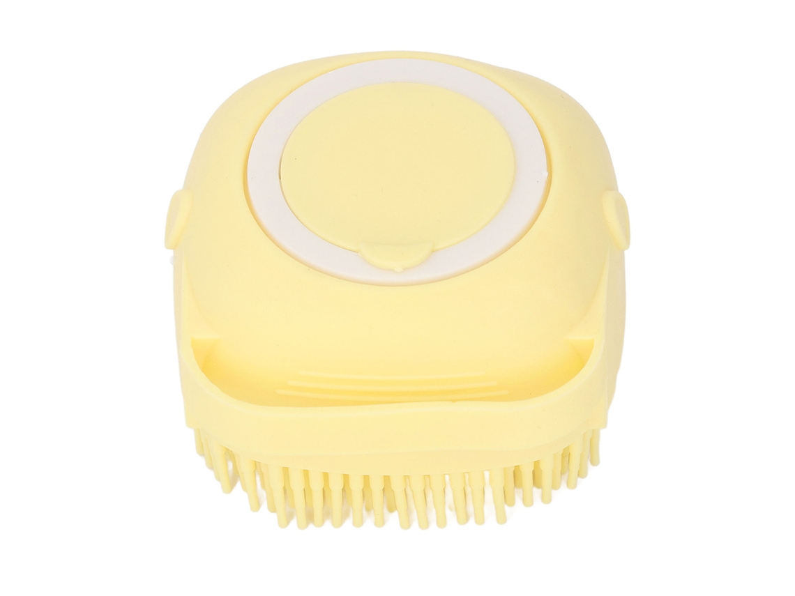 Mali escova de Banho Silicone com Dispenser de Shampoo Macia para Bebê Mulher Homem Idoso Amarela
