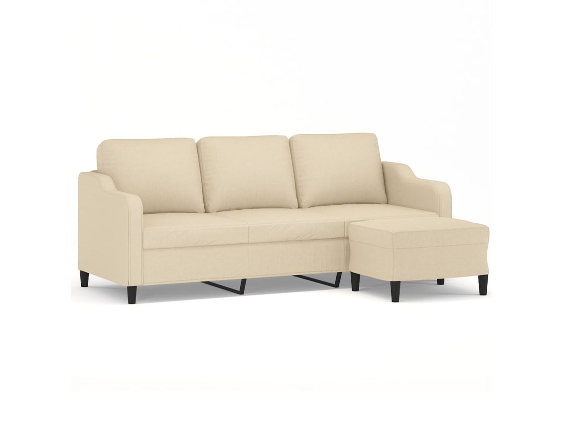 Maison Exclusive - Sofá De 3 Lugares Com Apoio De Pés 180 Cm Tecido Cor Creme