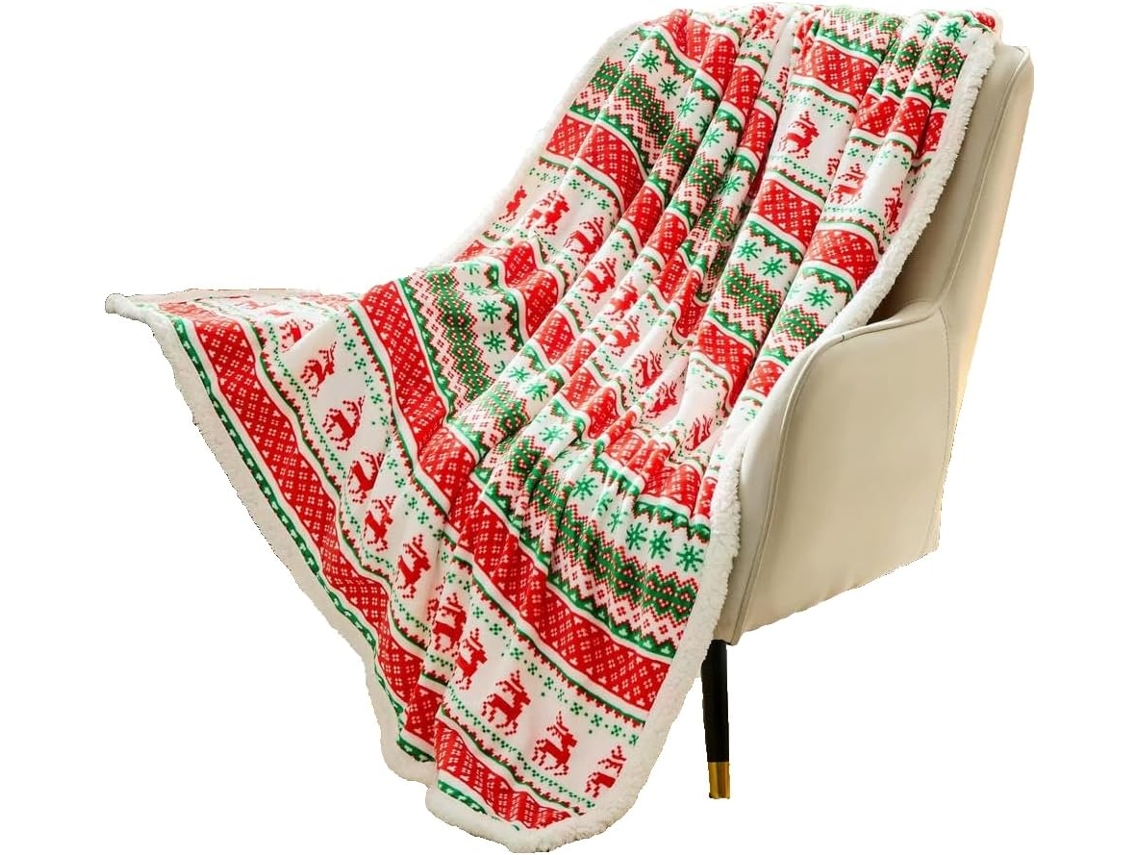Manta de Natal/inverno Syjym Flanela Macia e Quente Tamanho Grande com Estampa Lisa Multifuncional Universal,