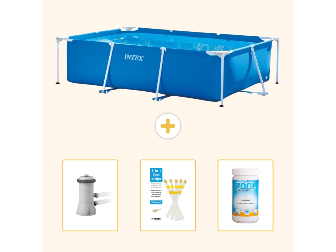 Intex Piscina Com Estrutura Retangular - 300x200x75 Cm - 4-peças Scb73