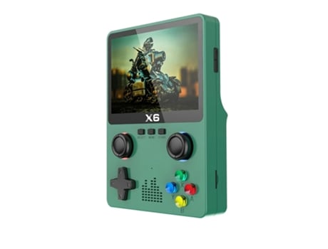Consola Retro De Jogos Portátil Verde Onlike X6 Ecrã Grande, 500 Jogos E Ligação Tv