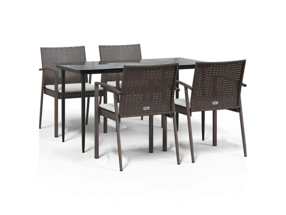 Conjunto de 5 Jantar para Jardim com Almofadões Vime Pe e Aço MAISON EXCLUSIVE (5pcs)