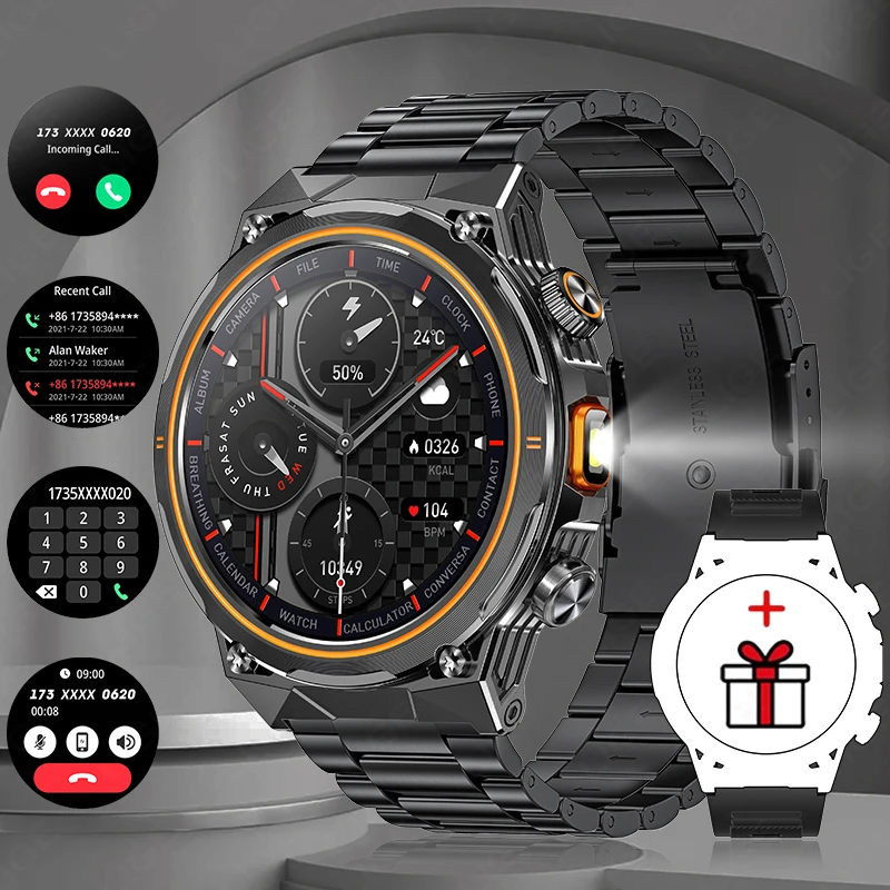 (preto Aço) Smartwatch Com Bateria De 400mah, Chamadas Sem Fio, Tela Sensível Ao Toque E Monitoramento De Saúde.