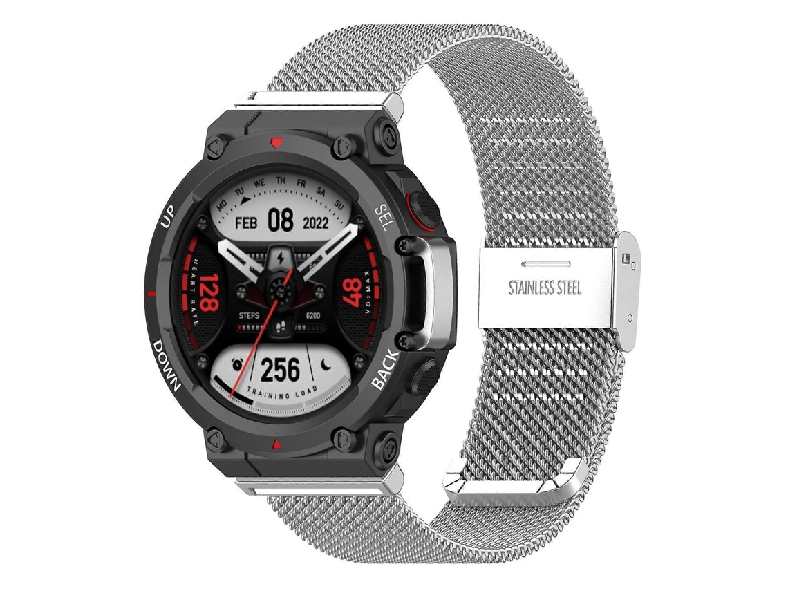 Pulseira De Malha De Aço Inoxidável Snap-fit ​​para Relógio Huami Amazfit T-rex 2