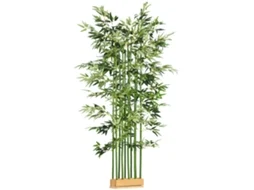 Bambu com Artificial Vaso de Madeira Planta de Decoração Artificial Interna 35x10x180 Cm Verde