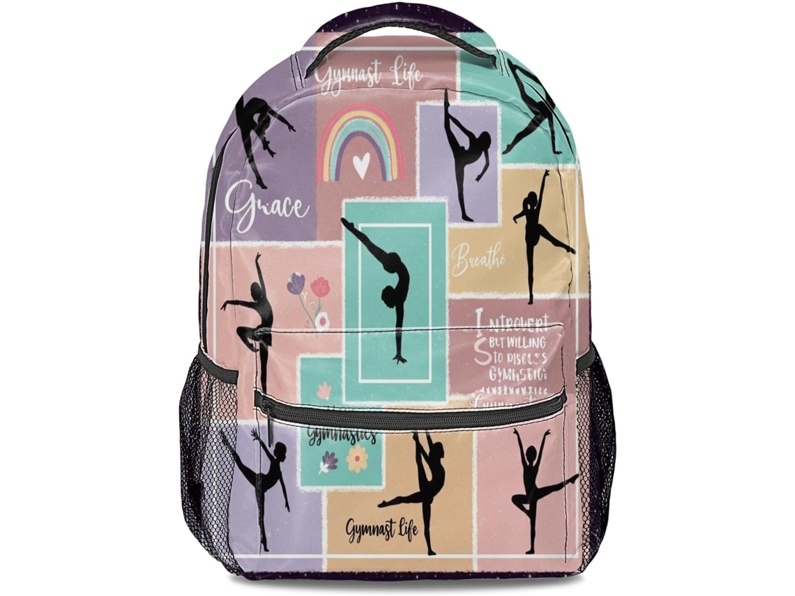 Mochila Com Estampa Silhueta Ginástica, Esportiva, Escolar, Para Adolescentes E Crianças