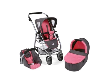 Bayer Chic 637 41 Cochecito De Muñecas 3 In 1 Emotion, Melange Gris Pink Bayer Chic 2000