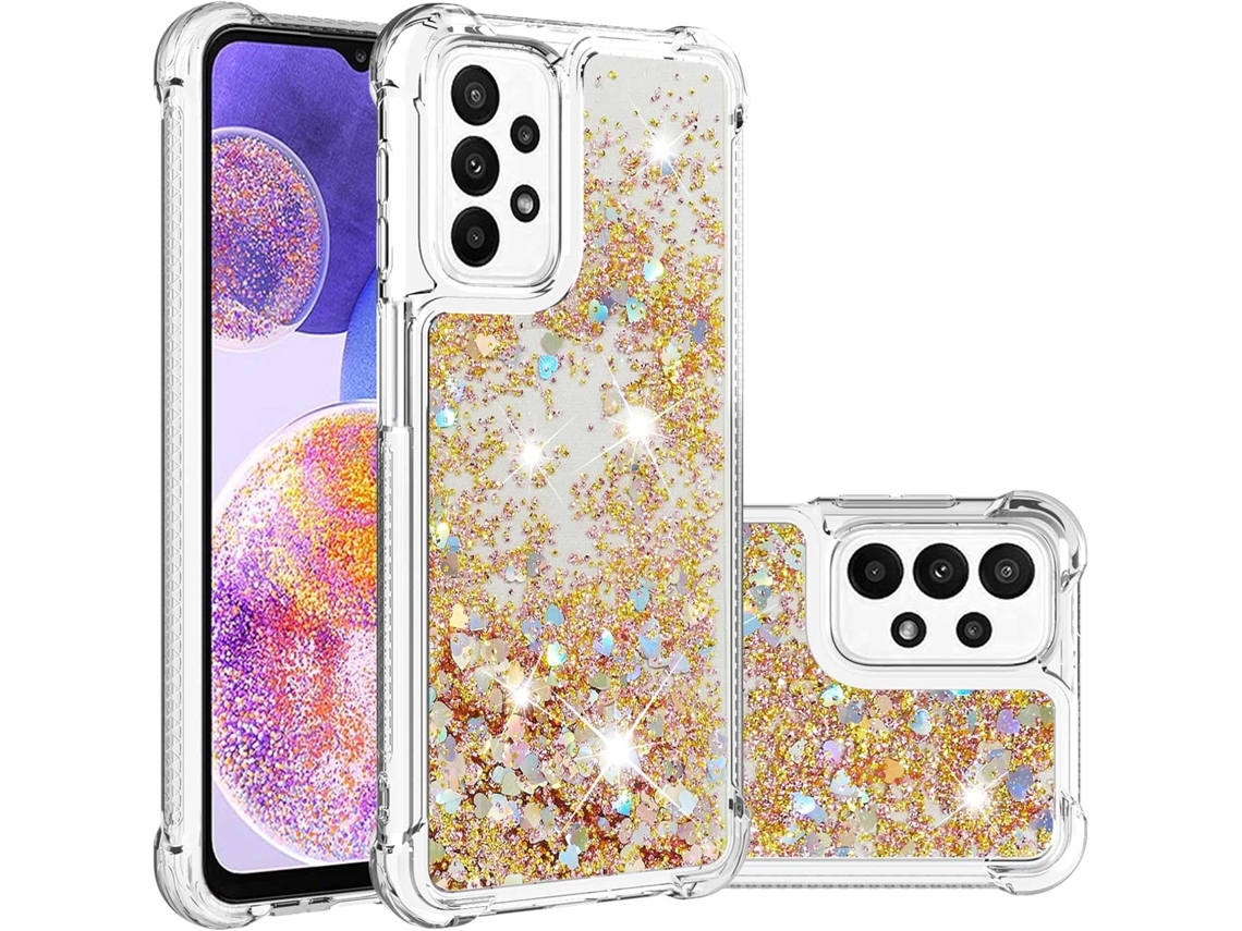 Capa Pop Brilho Líquido Espumante Traseiro para Samsung Galaxy A23 HONGWE. Textura Macia Anti-Choque