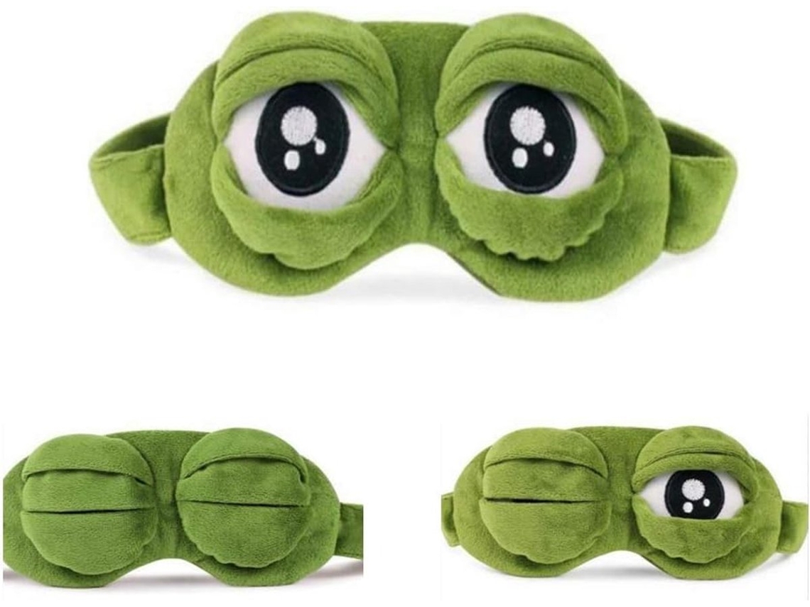 Máscara de Dormir com Estampa de Sapo Fofo de Desenho Animado, Divertida e Inovadora para Proteção Dos Olhos e Viagens AQUAFORGE (verde)