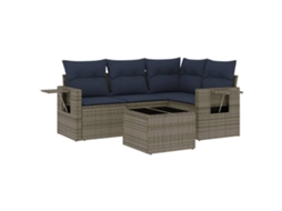 Conjunto de Sofá de Jardim, 5 Peças, Almofadas, Rattan Cinza MAISON EXCLUSIVE