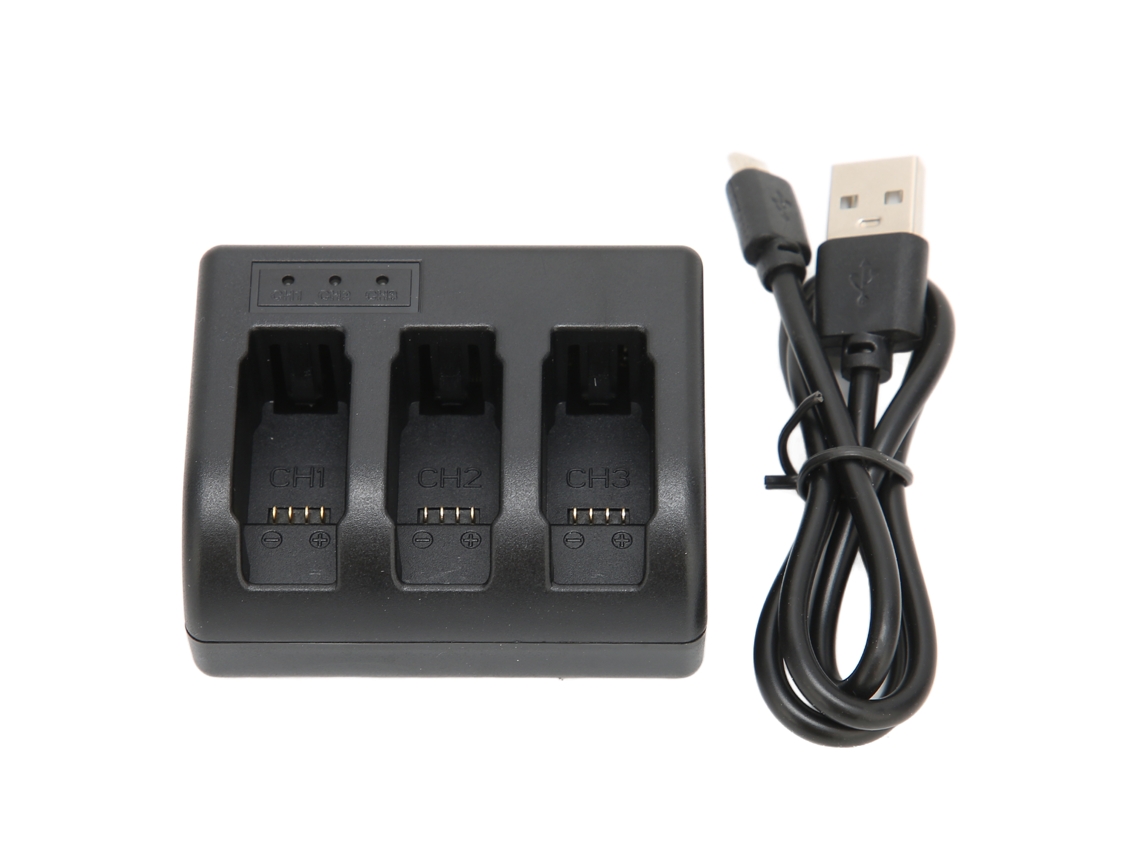 Aetheria carregador de Bateria Triplo Slot para Câmera Ahdbt 501/601/701 com Usb e Proteção de Segurança