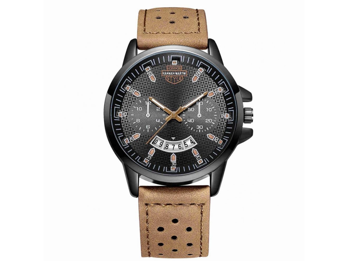 Relógio masculino Hannah Martin, à prova d'água, moderno, casual, pulseira ajustável, 6011z cáqui
