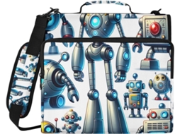 Pasta Fofa Em Formato De Robô Desenho Animado Com Fecho Zíper E Suporte Três Argolas, Capa Laptop Ideal Escola E