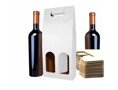 25X Caixa de Cartão Branco Vazia para 2 Garrafas de Vinho 18X9X40Cm ESPIRITO REBELDE