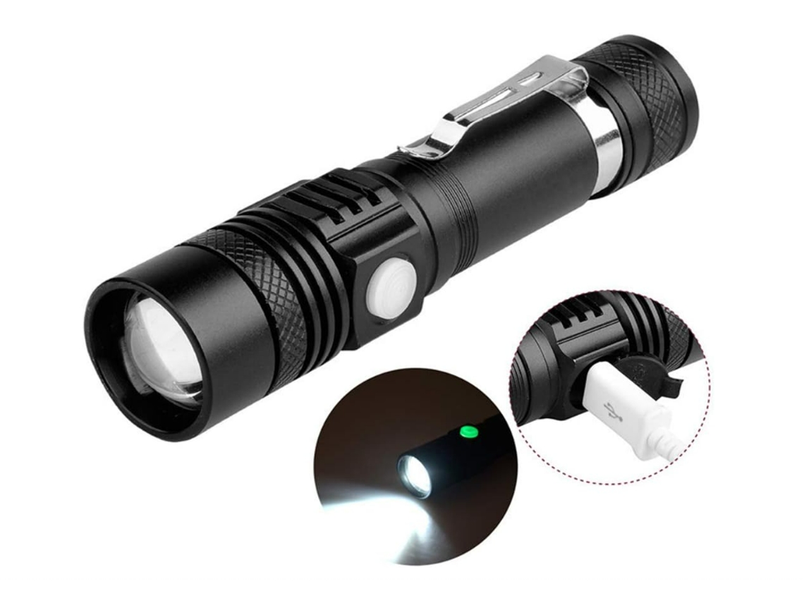 Lanterna Lanterna Tática Led Super Brilhante À Prova D' Água Zoomable 3 Modos de Luz para Camping Caminhadas e Emergência Preto YIZHOOD