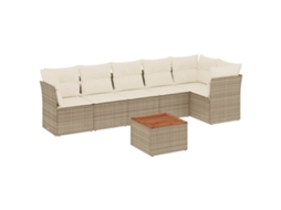 Maison Exclusive - 7 Pcs Conjunto De Sofás P/ Jardim Com Almofadões Vime Pe Bege
