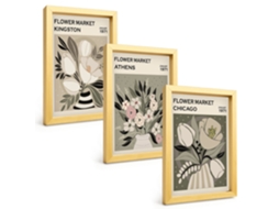 Composição De Quadros Composições Florais Retrô Espelharte (3 Peças 20x30 Cm)