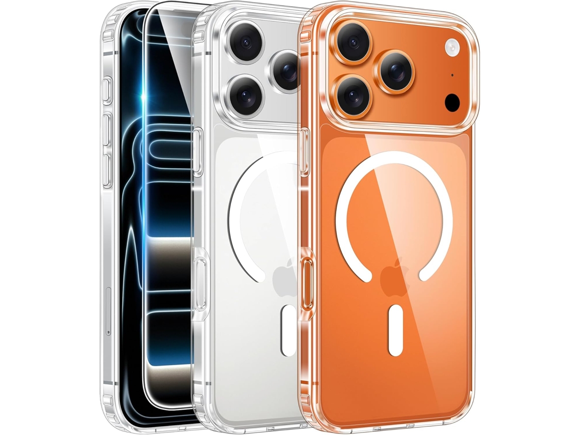 Camada magnética transparente para iPhone 17 Pro, resistente e protetora (AEUZWR)