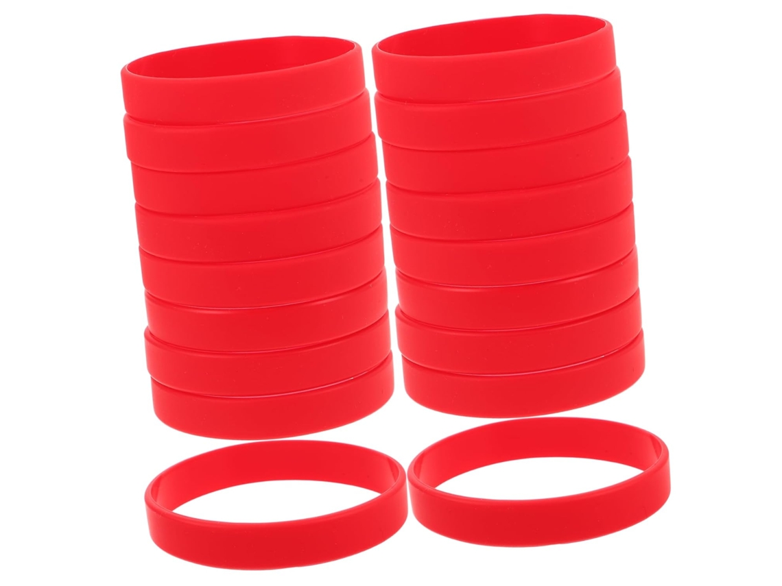 Conjunto de 48 pulseiras de silicone vermelho, finas e confortáveis, ideais para festas.