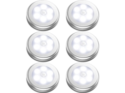 Conjunto de 6 Luzes Led com Sensor de Movimento e Alimentação por Bateria para Ambientes Internos, Incluindo Armários BRILVIBERA