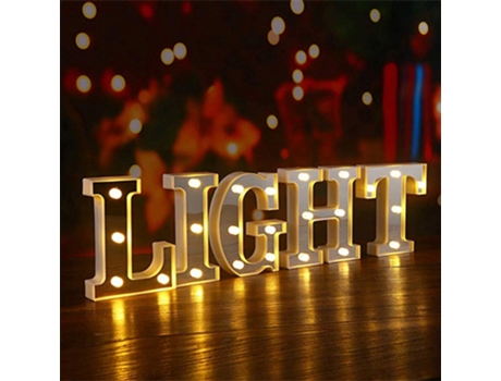 Luzes de Letras Led 1 Peça Diy Marquee Night Light Sinal de Alfabeto Iluminado com Led Branco Quente